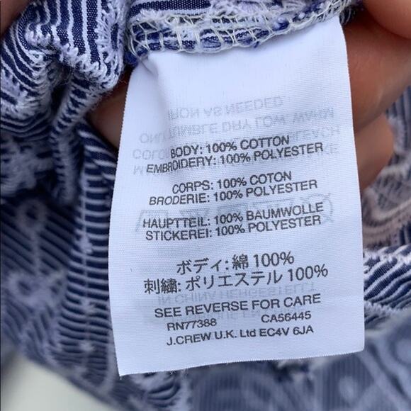 J. Crew Large Embroidered Striped Poplin Bell Sleeve Blouse - Picture 8 of 8